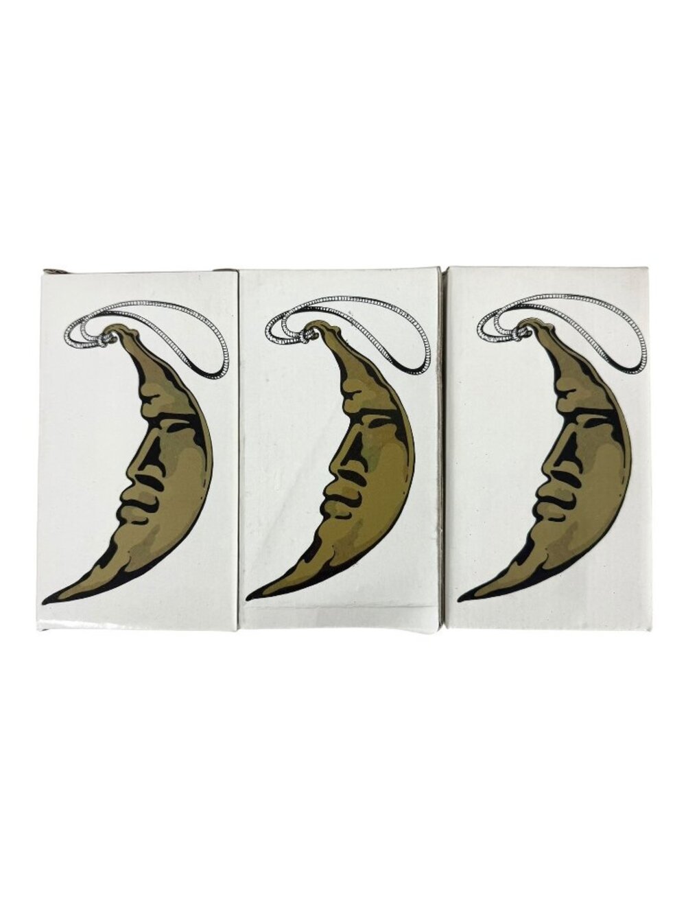 3 Department 56 Small Gold Crescent Moon Ornaments Mercury Glass 5.5” Set 9075-1